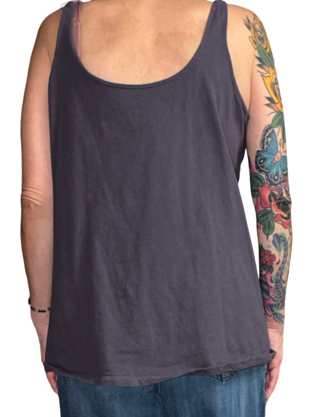 Sz.2X*Torrid*Dark Gray Tank Top W/ Skull & Red Roses - Picture 2 of 5